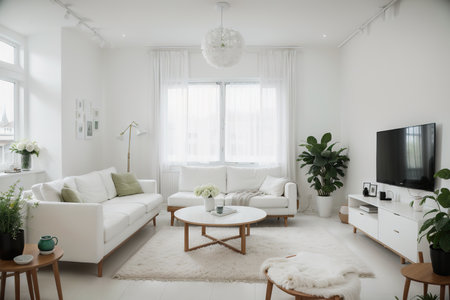 White living room with sofa. Scandinavian interior design.の素材
