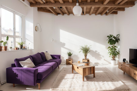 Purple room with sofa.の素材