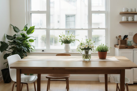 Table background of free space and spring window background.の素材