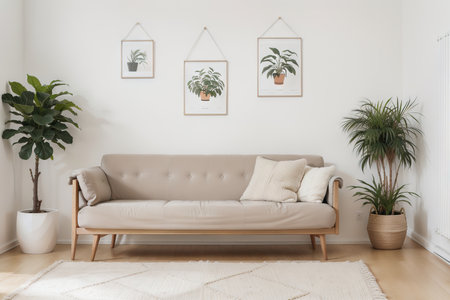 Home , modern beige home interior, Scandinavian style,の素材
