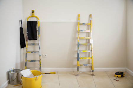 Home Improvement / ladder, paint can and paint rollerの素材