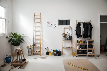 Set of tools for painting wall at homeの素材