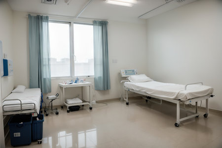 Empty single hospital room with bed in a clinic ()