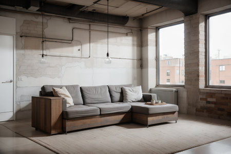 Wall mockup in loft, kitchen in industrial style ,の素材