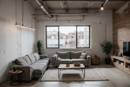 Wall mockup in loft, kitchen in industrial style ,の素材