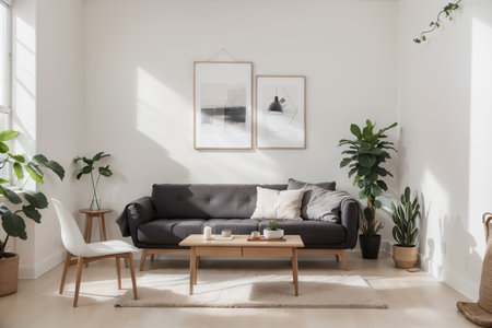 Home mockup, modern interior background, blank wall,の素材