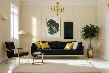 Modern interior with sofa. Wall . .の素材