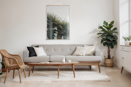 poster in Living room, natural colors background, ,の素材