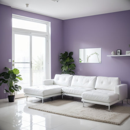 minimalist lilla living room with door and couch - ingの素材