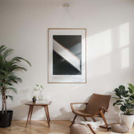 Mockup poster frame in modern interior background,の素材