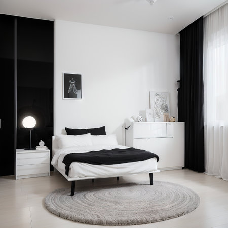 Children room graphic black white home interior sketch illustrationの素材