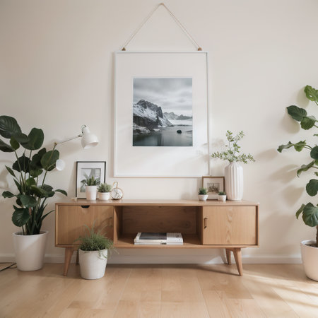 mock up poster frame in modern interior background, Scandinavian style, ,の素材