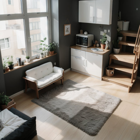isometric  house interior. Cute line home illustration with office, bedroom, living room, kitchen. Black and white cartoon roomsの素材