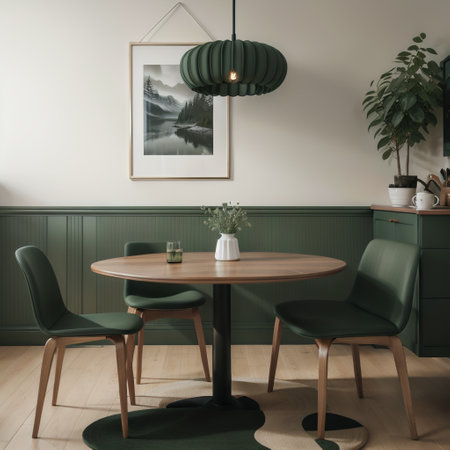 Mock up frame in cozy dark dining room interior background,の素材