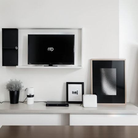 Frame on table in roomの素材