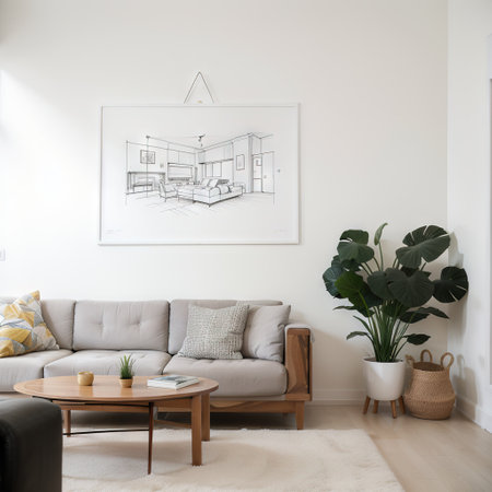 interior design  drawn illustration. living room furniture. sketch.の素材