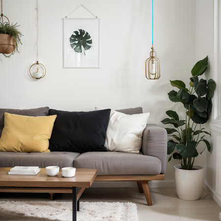Home interior decor elements. Modern living room decorations. Minimalist home decorの素材