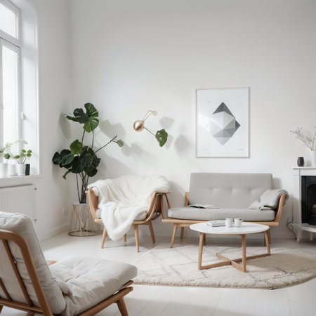 White living room with armchair. Scandinavian interior design.の素材
