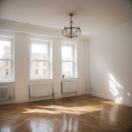 Empty rooms with large window, heating radiators before and after restoration. Comparison of old apartment and new renovated placeの素材