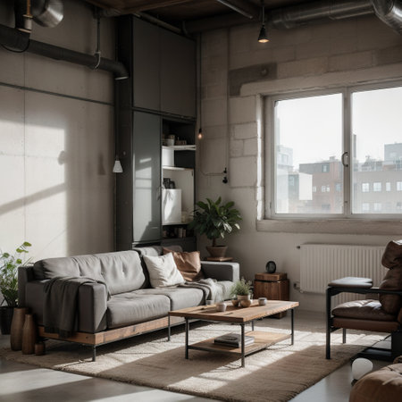 Living room interior in loft, industrial style,の素材