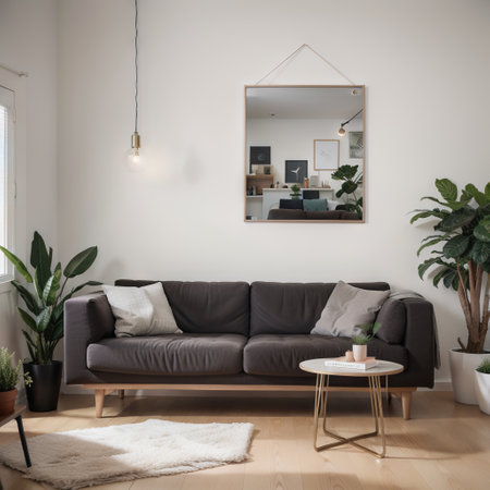 mock up poster frame in modern interior background, living room, Contemporary style, ,の素材