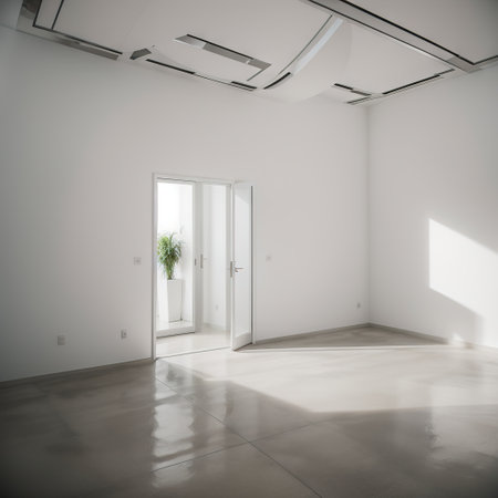 ing of empty home interior with concrete floor and wall, white wall, arches. Mock up. ingの素材