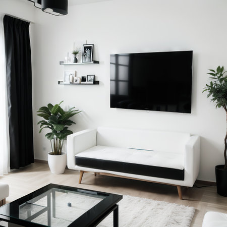 Living room graphic black white home interior vertical sketch illustrationの素材