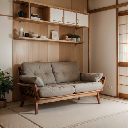 Cabinet room wooden interior wabisabi and armchair sofa and decoration japanese style.ingの素材