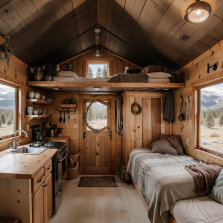 Off grid tiny house in the mountainsの素材