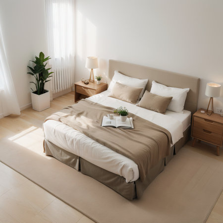 Bedroom interior top view, modern  home roomの素材
