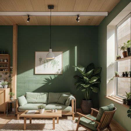 Vertical Green Wall in a living room interior,の素材