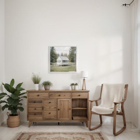 Mockup frame in farmhouse living room interior,の素材