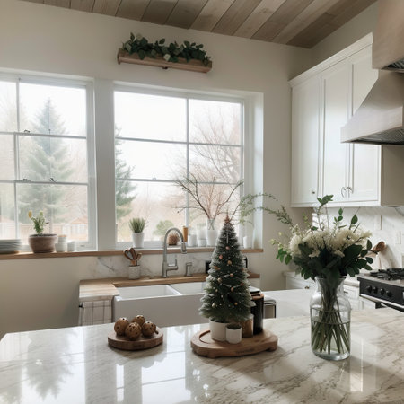 Granite white table kitchen for product placementの素材