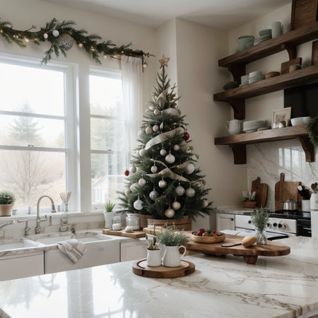Granite white table kitchen for product placementの素材