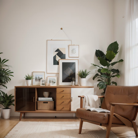 mock up poster frame in modern interior background, living room, Art Deco style, ,の素材