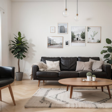 mock up poster frame in modern interior background, living room, Scandinavian style, ,の素材