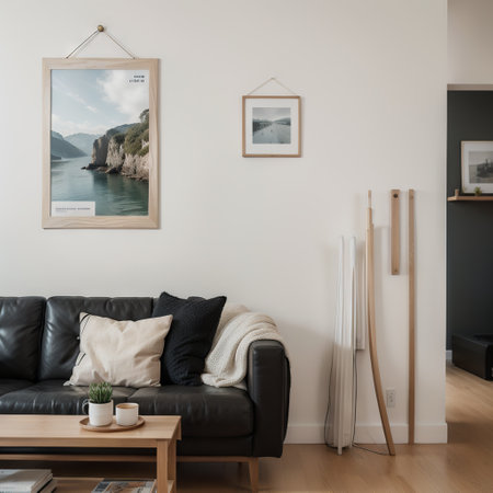 mock up poster frame in modern interior background, living room, Art Deco style, ,の素材
