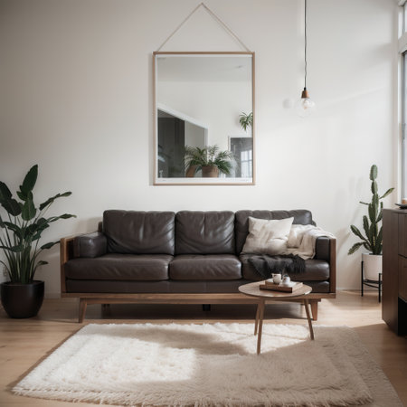 Mockup poster frame in minimalist modern interior,の素材