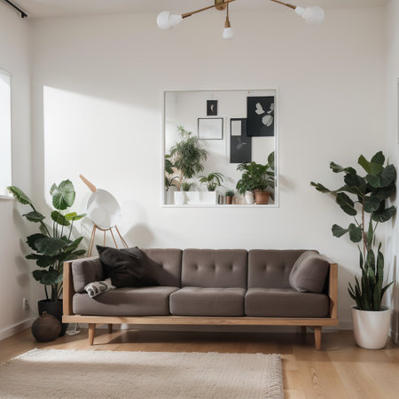 Mockup poster frame in minimalist modern interior,の素材