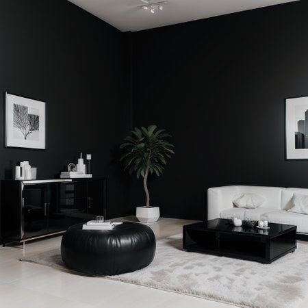 Black minimalist Interior of modern living room ingの素材
