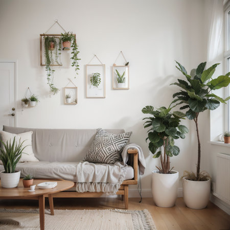 Mock up frame in home interior background, Scandi-Boho style,の素材