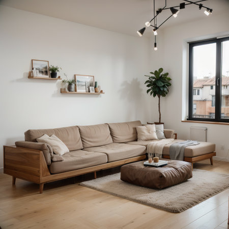 Modern home interior with free wall spaceの素材