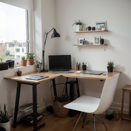 Working at home, coworking space, concept illustration. people, and freelancers working on laptops and computers at home. at homeの素材