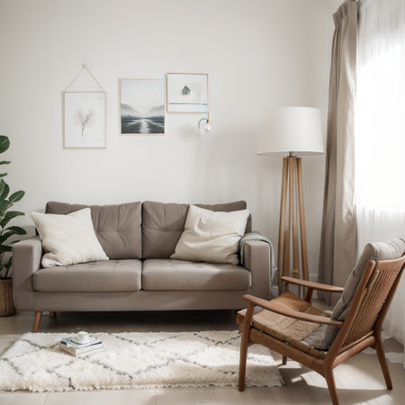 Stylish sofa in modern living room interiorの素材