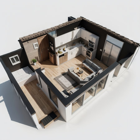 Architectural Technical Color Plans. Colorful floor plans of a house. cottage, apartment architectural CAD drawing. Cottage projecの素材