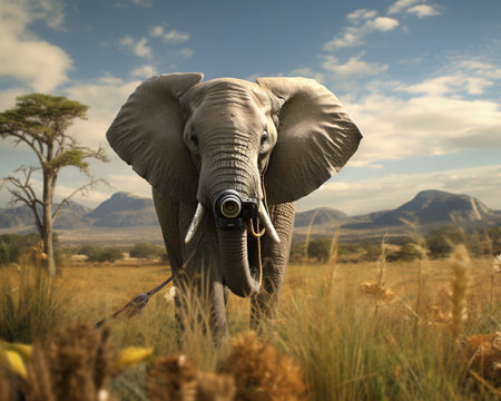 Elephant Wildlife photographer capturing rare speciesの素材