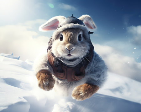 Rabbit Antarctic explorer braving the frozen tundraの素材