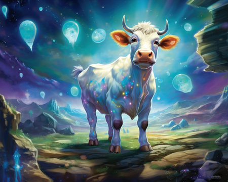 Cow Space archaeologist exploring ancient galaxiesの素材