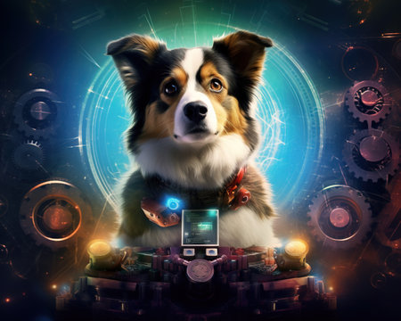 Dog Quantum engineer harnessing quantum computingの素材