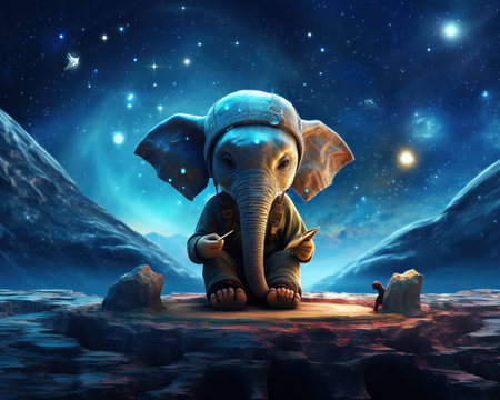 Elephant Exo-geologist studying the geological wonders of alien worldsの素材